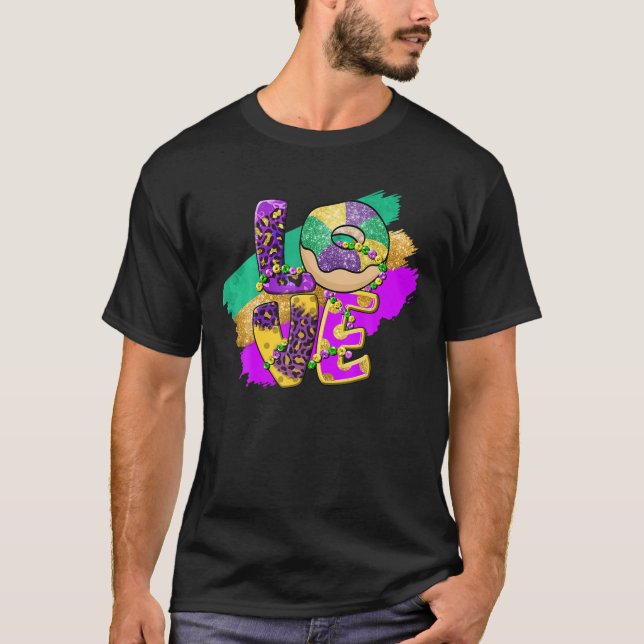 Camiseta AMOR Rosquinha King Cake Divertido Mardi Gras Mard (Frente)