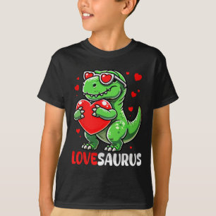 Camiseta Amor Saurus T-rex Fofo Corações de Solteiros Dia d