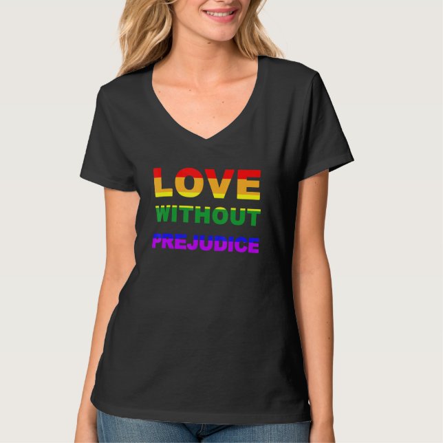 Camiseta Amor Sem Prejuízo Lgbt Sinalizador Orgulho gay Mês (Frente)