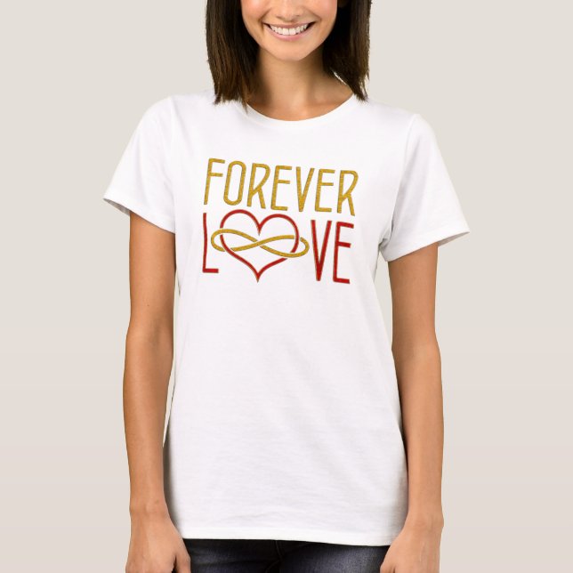 Camiseta AMOR SEMPRE - Ouro vermelho (Frente)