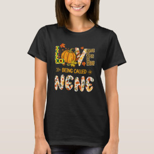 Camiseta Amor Ser Chamado Nene Abóbora Folhas de Outono Açã