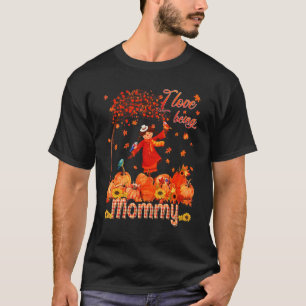 Camiseta Amor Ser Mamãe Ação de Graças Autumn Scarecrow Pum