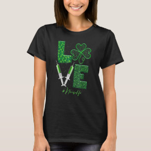 Camiseta AMOR Seringa de estetoscópio Enfermeira Rua de vid