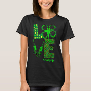 Camiseta AMOR Seringa de estetoscópio Enfermeira Rua de vid