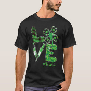 Camiseta AMOR Seringa de estetoscópio Enfermeira Rua de vid