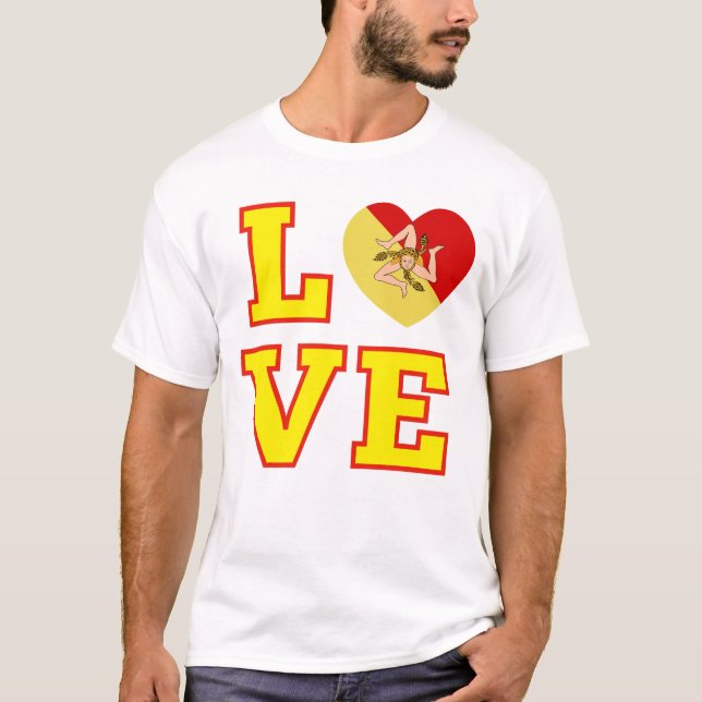 Camiseta AMOR Sicília Siciliana Trinacria como O no Love (Frente)
