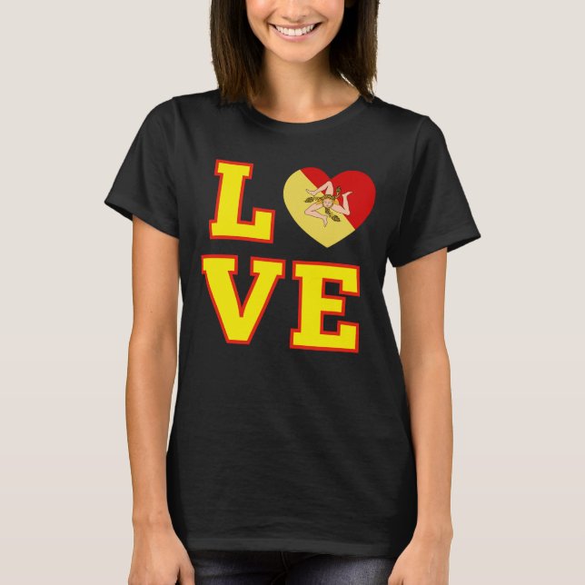 Camiseta AMOR Sicília Siciliana Trinacria como O no Love (Frente)