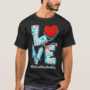 Camiseta AMOR Stethoscope Assistente Médico Enfermagem Ele