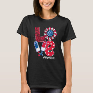 Camiseta Amor Stethoscope Enfermeira do Dia de Girassol Enf