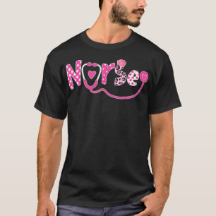 Camiseta AMOR Stethoscope Enfermeira Vida Feliz Dia dos Nam