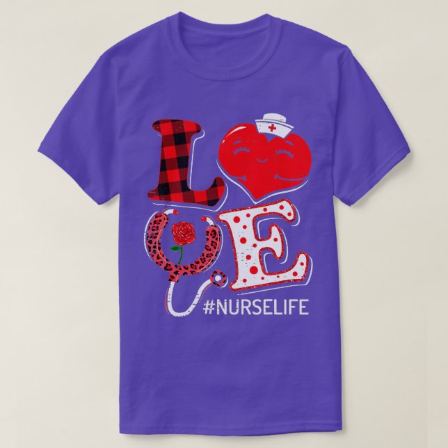 Camiseta Amor Stethoscope Enfermeira Vida Valentim Dia Leop (Frente do Design)