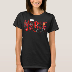 Camiseta Amor Stethoscope Enfermeira Vida Valentim Dia Leop