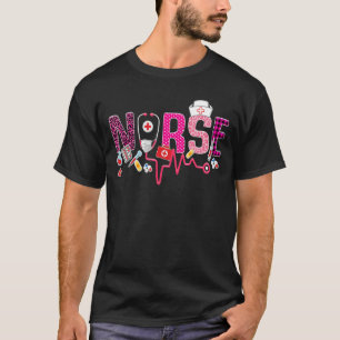 Camiseta Amor Stethoscope Enfermeira Vida Valentim Dia Leop
