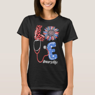 Camiseta Amor Stethoscope Enfermeiro Sunflower Dia 4 t