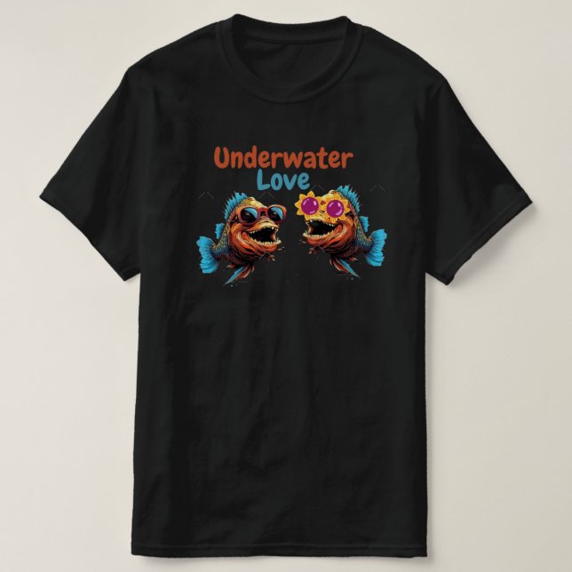 Camiseta Amor subaquático Peixe (Frente do Design)