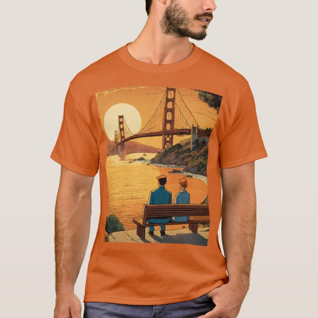 Camiseta Amor Sunset:Herói e Parceiro na Hora do Ouro (Frente)