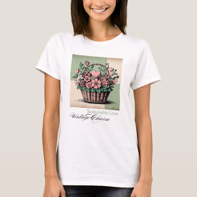 Camiseta Amor Sustentável, Charme Vintage (Frente)