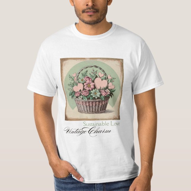 Camiseta Amor Sustentável, Charme Vintage (Frente)