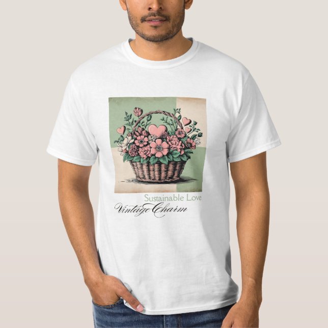 Camiseta Amor Sustentável, Charme Vintage (Frente)