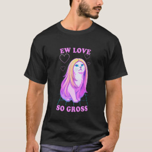Camiseta Amor Tão Nojento Gato Divertido Anti-Romance com L