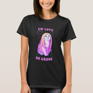 Camiseta Amor Tão Nojento Gato Divertido Anti-Romance com L