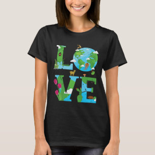 Camiseta Amor Terra Planeta Mundial Animal Ambiental Dia do