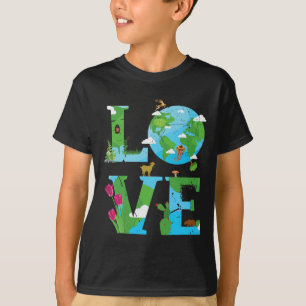 Camiseta Amor Terra Planeta Mundial Animal Ambiental Dia do
