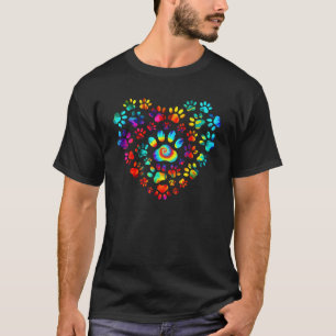 Camiseta Amor Tie Dye Cachorro Impressão de Pata Coração Am