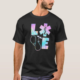 Camiseta Amor Tie Dye Estetoscópio Vida de Enfermagem Enfer