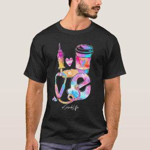Camiseta Amor Tie Dye Stethoscope Vida de Enfermagem Enferm