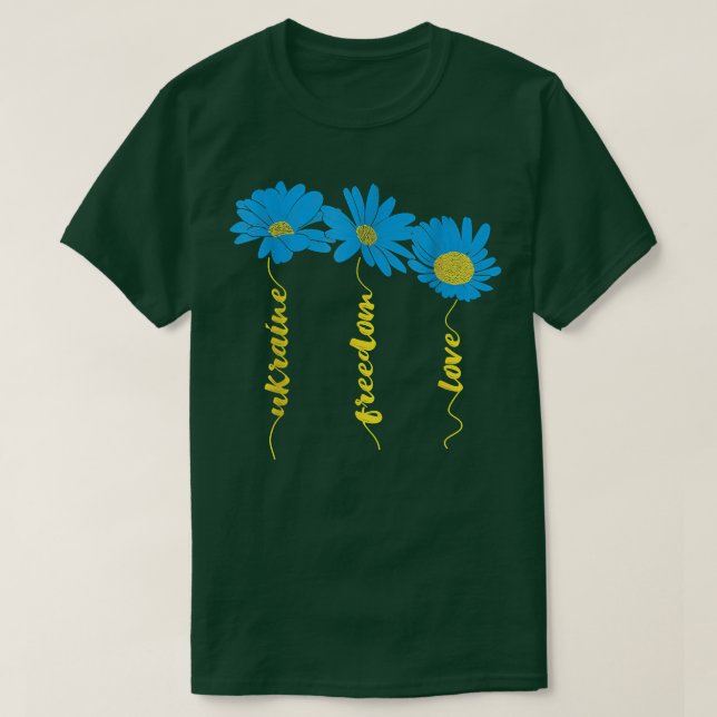 Camiseta AMOR Ucrânia Girassol Estado De Bandeira Ucraniano (Frente do Design)