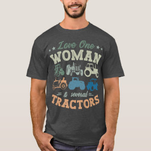 Camiseta Amor Uma Mulher E Vários Tratores Farmam Agricultu
