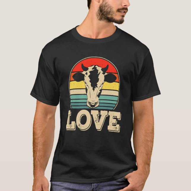 Camiseta Amor Vaca Retro Sunset (Frente)