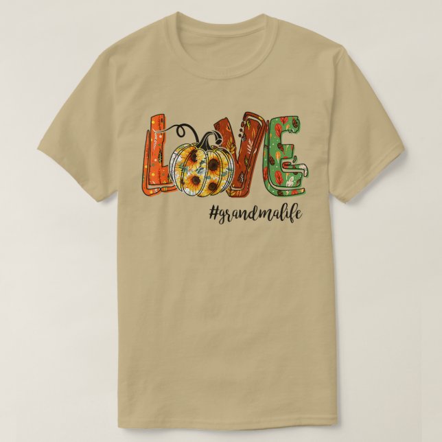 Camiseta Amor Vovó O Outono Cai O Pumpkin Lover Para Wu (Frente do Design)