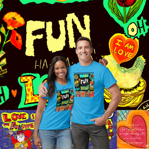 Camiseta Amor Whimsical & Joy, Celebração Colorida