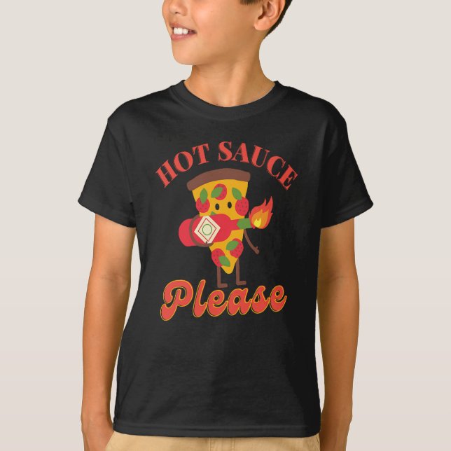 CAMISETA AMOSTRA QUENTE, POR FAVOR - AMAMENTADOR DE PIZZA Q (Frente)