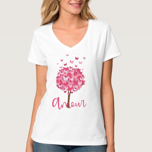Camiseta Amour Butterfly Tree - Romântico francês (Frente)