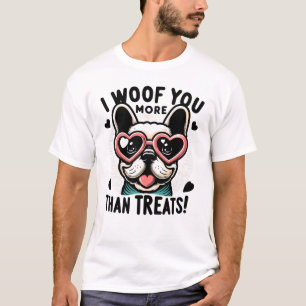 Camiseta Amour do Bulldog Francês - Óculos Cardíacos e Abra