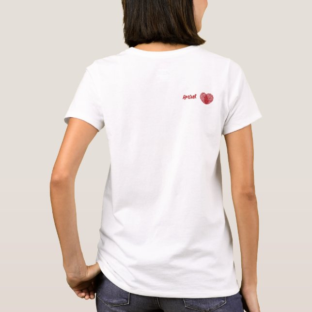 Camiseta Amour Red Fingerprint Heart  (Verso)