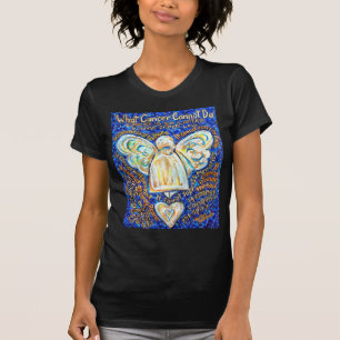 Camiseta &amp azul; Anjo do Cancer Dourado - Grande