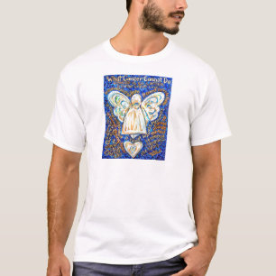 Camiseta &amp Azul; Anjo do Cancer Dourado - Grande