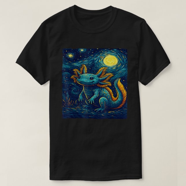 Camiseta Amphibia Fria Axolotl Van Gogh Style (Frente do Design)