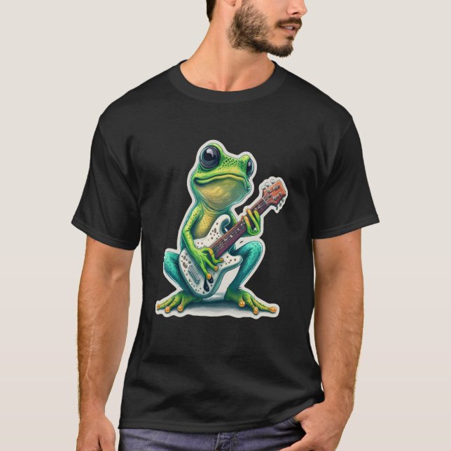 Camiseta Amphibian Guitar Rock Guitar Player Abs, Sapo Doce (Frente)