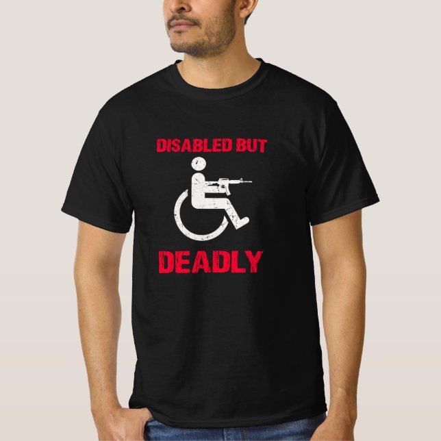 Camiseta Amputado da perna - deficiente, mas mortal (Frente)