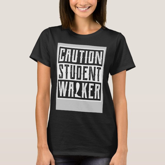 Camiseta Amputado de Perna Quebre Logo Caution Aluno M (Frente)
