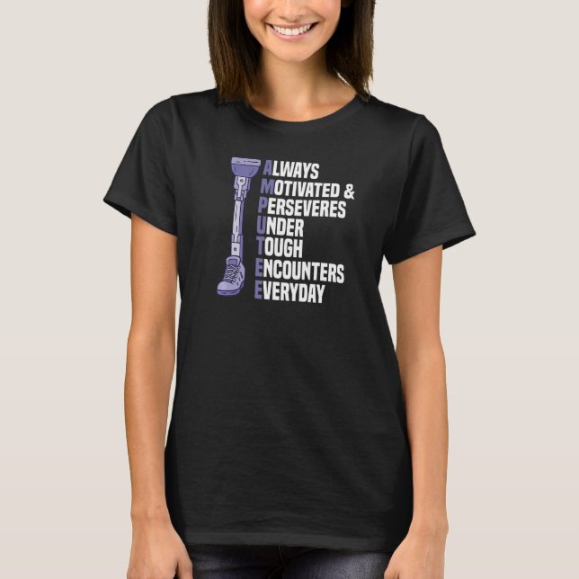 Camiseta Amputea Perna Amputee Apoio à Prosthet de Cadeira  (Frente)