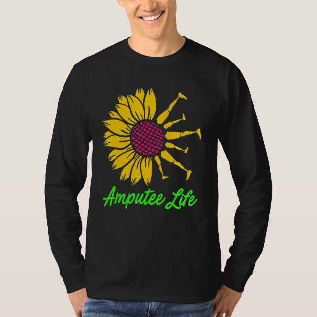 Camiseta Amputeo Humor Flor Perna de Vida Braço Engraçado R (Frente)