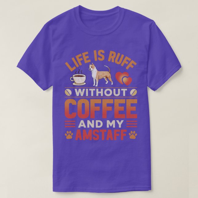 Camiseta Amstaff Dog E Café (Frente do Design)