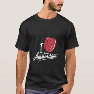 Camiseta Amsterdã Holanda Flor De Tulipa Engraçada Eu Amo A