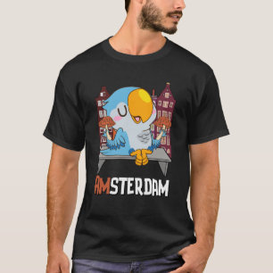 Camiseta Amsterdã Papagaio Cogumelo Holanda Países Baixos
